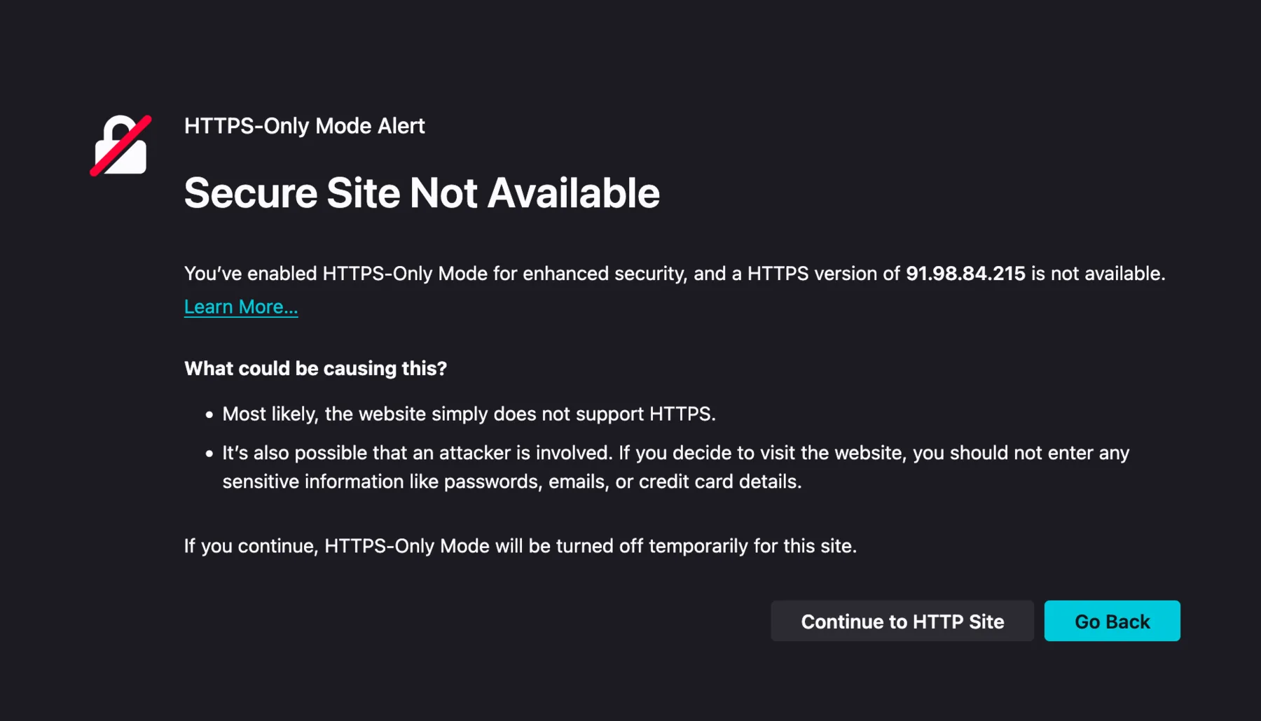 HTTPS warning